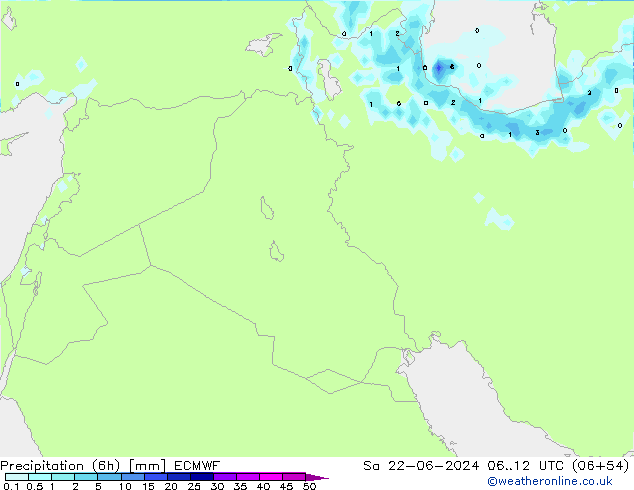 Precipitation (6h) ECMWF So 22.06.2024 12 UTC
