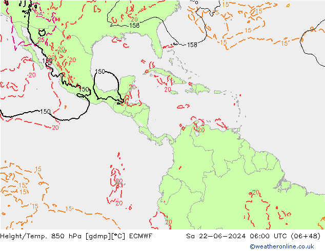 Z500/Rain (+SLP)/Z850 ECMWF сб 22.06.2024 06 UTC