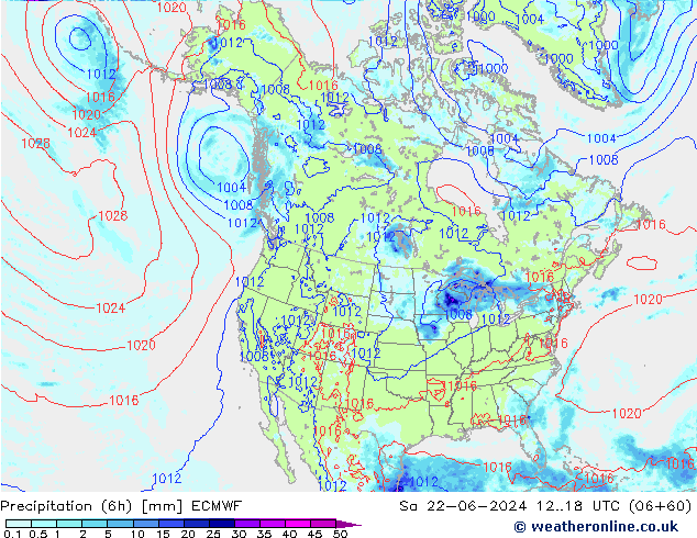 Z500/Rain (+SLP)/Z850 ECMWF Sa 22.06.2024 18 UTC