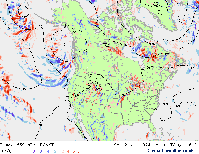 T-Adv. 850 hPa ECMWF  22.06.2024 18 UTC