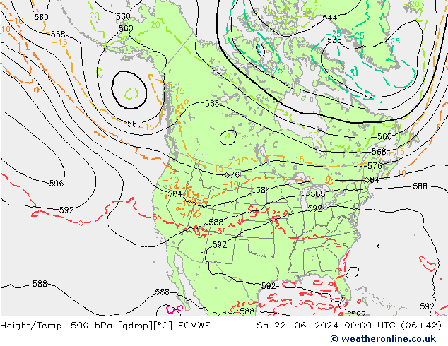 Z500/Rain (+SLP)/Z850 ECMWF sab 22.06.2024 00 UTC