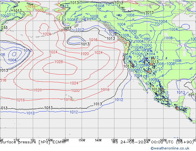 Surface pressure ECMWF Mo 24.06.2024 00 UTC