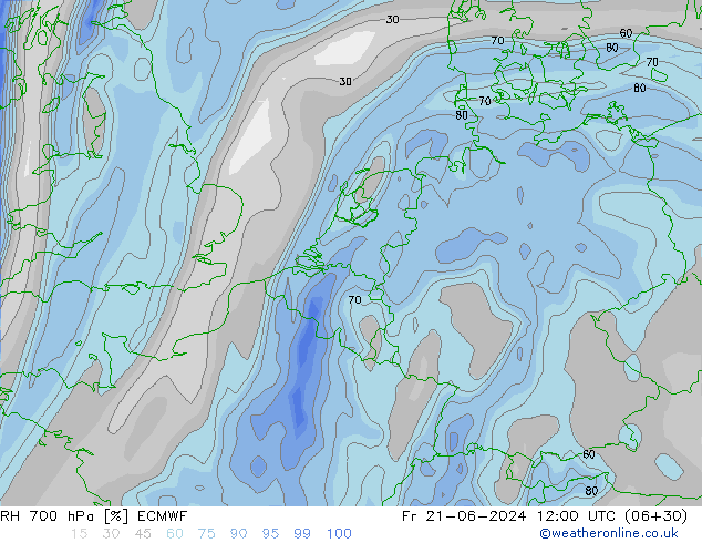 RH 700 hPa ECMWF  21.06.2024 12 UTC