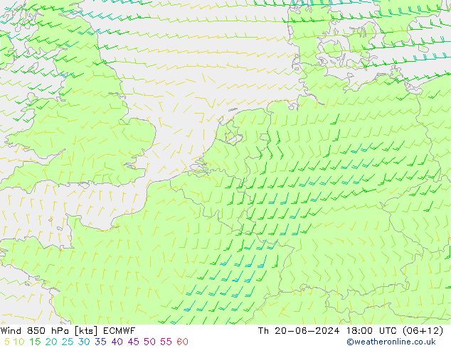 ветер 850 гПа ECMWF чт 20.06.2024 18 UTC