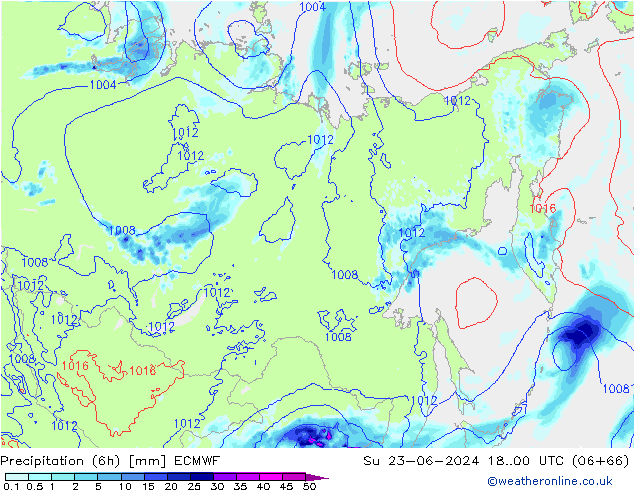 Z500/Rain (+SLP)/Z850 ECMWF Вс 23.06.2024 00 UTC