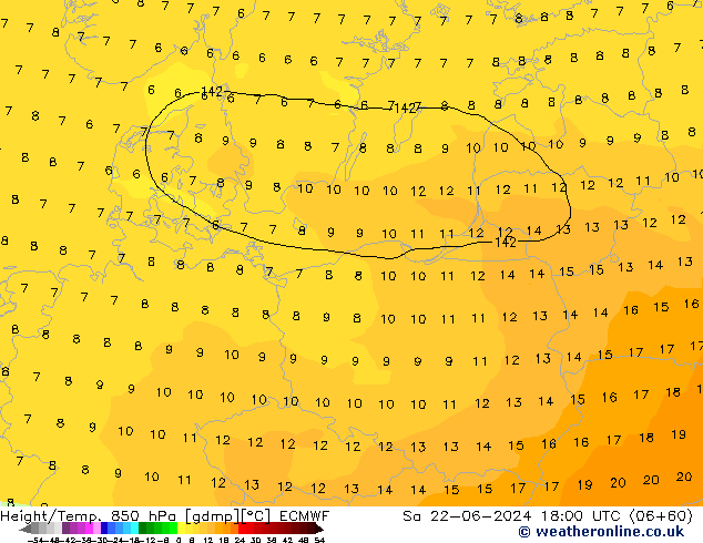 Z500/Rain (+SLP)/Z850 ECMWF Sa 22.06.2024 18 UTC