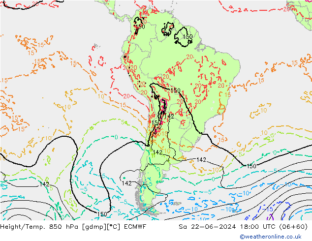 Z500/Rain (+SLP)/Z850 ECMWF so. 22.06.2024 18 UTC