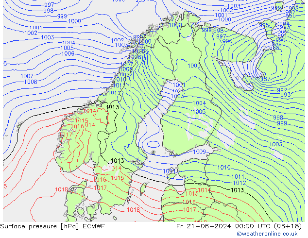 Luchtdruk (Grond) ECMWF vr 21.06.2024 00 UTC