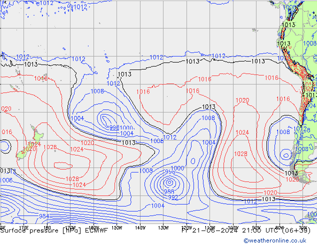 Surface pressure ECMWF Fr 21.06.2024 21 UTC