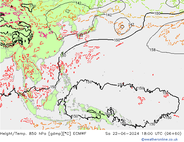 Z500/Rain (+SLP)/Z850 ECMWF So 22.06.2024 18 UTC