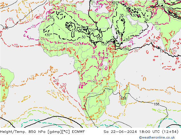 Z500/Rain (+SLP)/Z850 ECMWF Sa 22.06.2024 18 UTC
