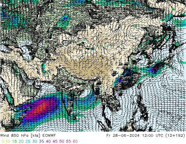 Wind 850 hPa ECMWF Fr 28.06.2024 12 UTC