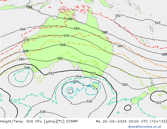 Z500/Rain (+SLP)/Z850 ECMWF śro. 26.06.2024 00 UTC