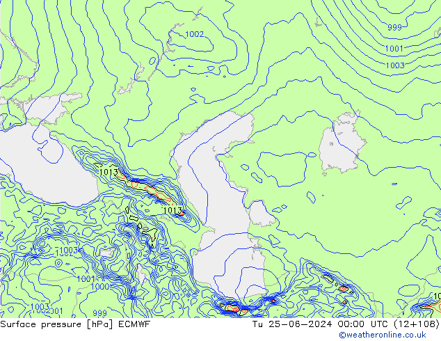 pression de l'air ECMWF mar 25.06.2024 00 UTC