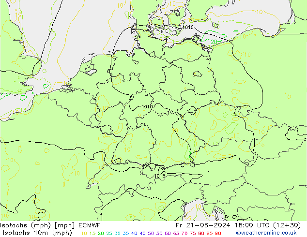 Isotachs (mph) ECMWF Fr 21.06.2024 18 UTC