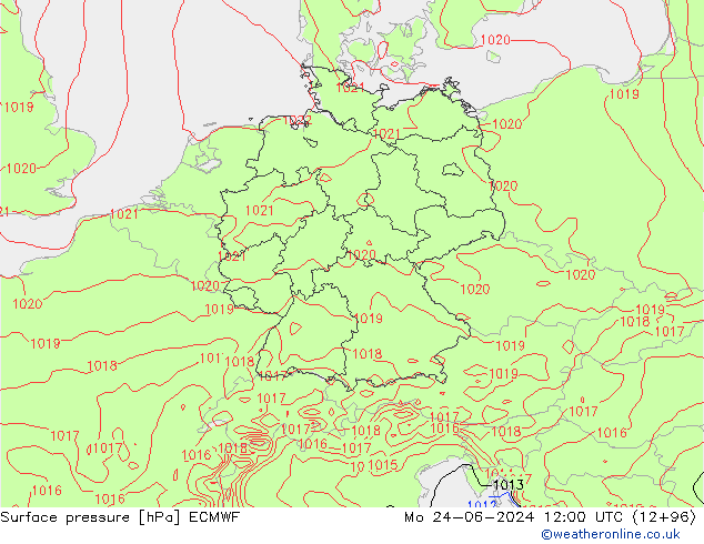 Bodendruck ECMWF Mo 24.06.2024 12 UTC