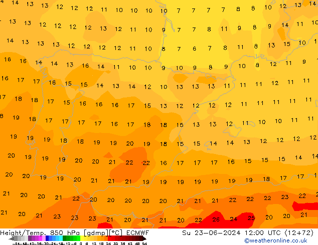 Z500/Rain (+SLP)/Z850 ECMWF dom 23.06.2024 12 UTC