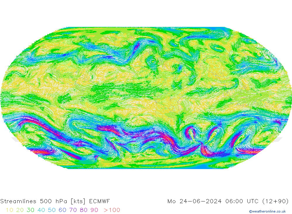ветер 500 гПа ECMWF пн 24.06.2024 06 UTC