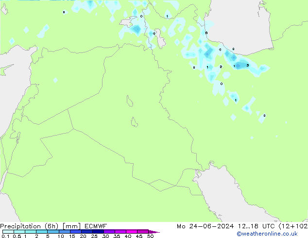 Precipitazione (6h) ECMWF lun 24.06.2024 18 UTC