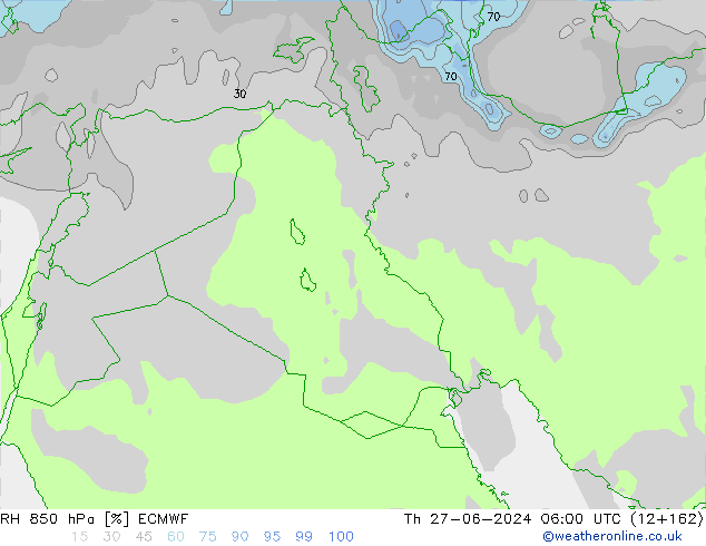 Humidité rel. 850 hPa ECMWF jeu 27.06.2024 06 UTC