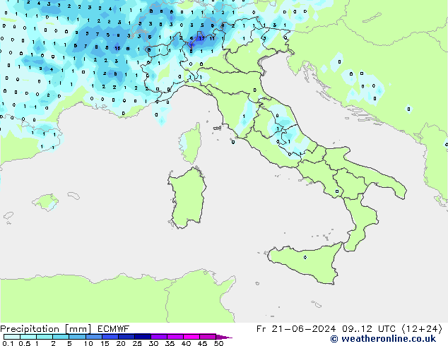 Precipitación ECMWF vie 21.06.2024 12 UTC