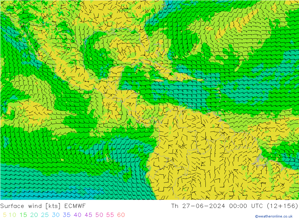 Rüzgar 10 m ECMWF Per 27.06.2024 00 UTC