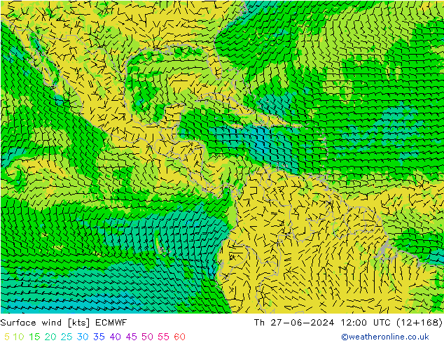 Surface wind ECMWF Th 27.06.2024 12 UTC