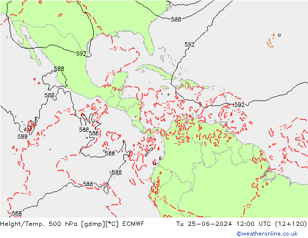 Z500/Rain (+SLP)/Z850 ECMWF Tu 25.06.2024 12 UTC