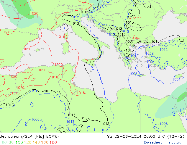 Courant-jet ECMWF sam 22.06.2024 06 UTC