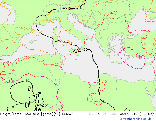 Z500/Rain (+SLP)/Z850 ECMWF nie. 23.06.2024 06 UTC