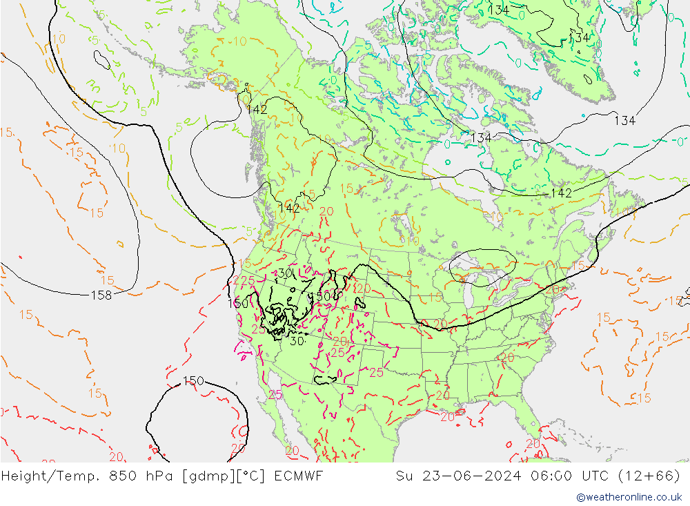 Z500/Regen(+SLP)/Z850 ECMWF zo 23.06.2024 06 UTC