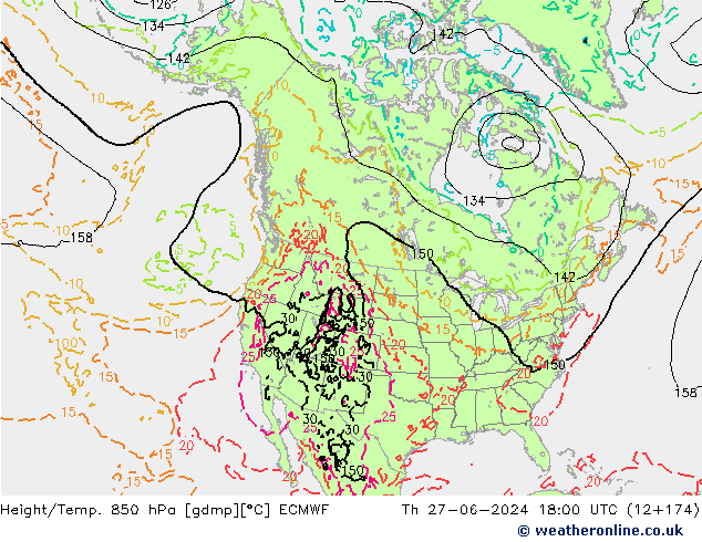 Z500/Rain (+SLP)/Z850 ECMWF gio 27.06.2024 18 UTC