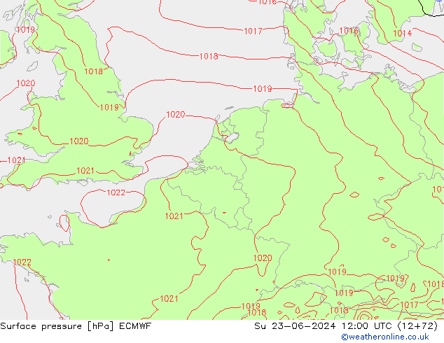 Surface pressure ECMWF Su 23.06.2024 12 UTC
