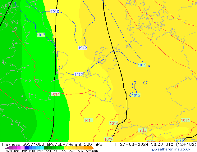 Thck 500-1000hPa ECMWF gio 27.06.2024 06 UTC