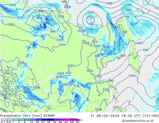 Z500/Rain (+SLP)/Z850 ECMWF ven 28.06.2024 00 UTC