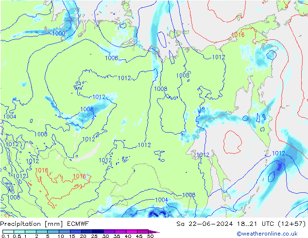 Precipitación ECMWF sáb 22.06.2024 21 UTC