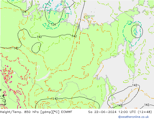 Z500/Rain (+SLP)/Z850 ECMWF  22.06.2024 12 UTC