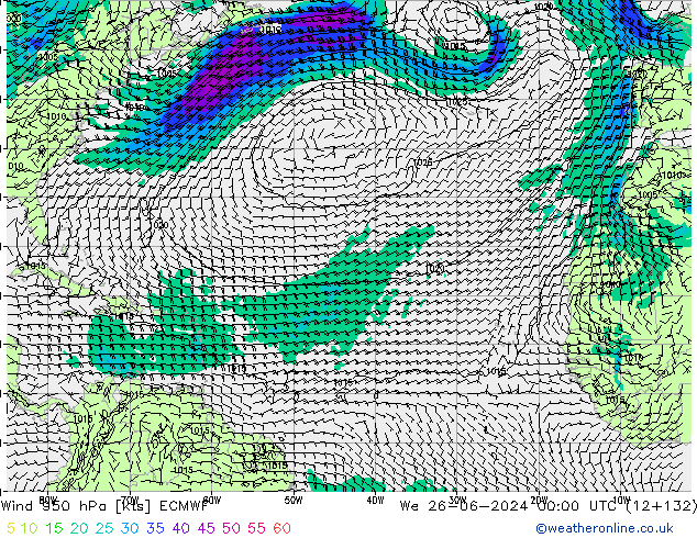 Wind 950 hPa ECMWF We 26.06.2024 00 UTC