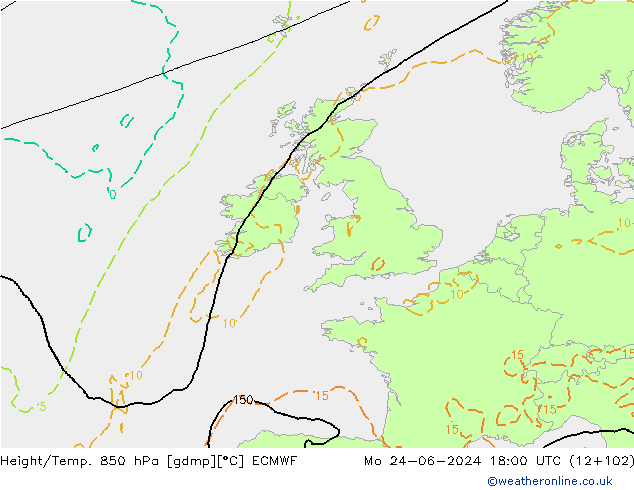 Z500/Rain (+SLP)/Z850 ECMWF lun 24.06.2024 18 UTC