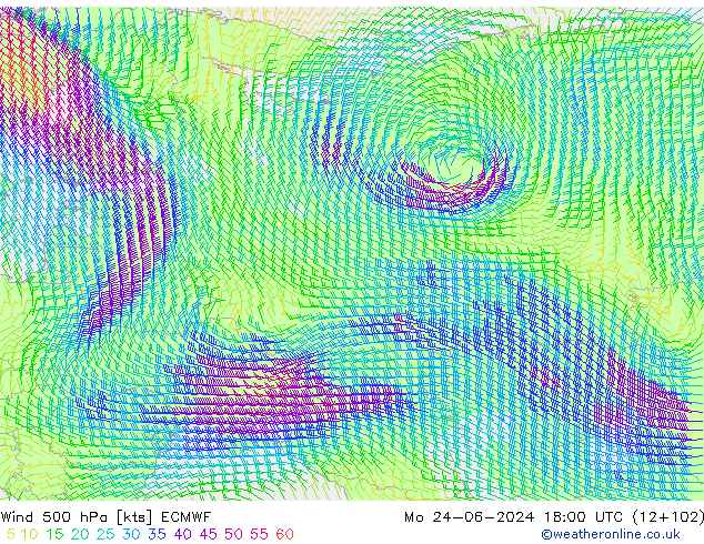 Wind 500 hPa ECMWF ma 24.06.2024 18 UTC