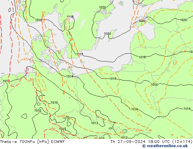 Theta-e 700hPa ECMWF Per 27.06.2024 18 UTC