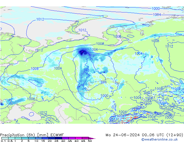 Z500/Rain (+SLP)/Z850 ECMWF Seg 24.06.2024 06 UTC
