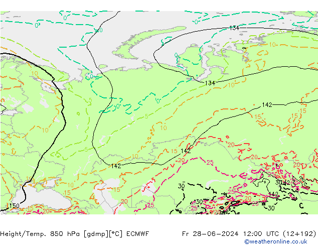 Z500/Rain (+SLP)/Z850 ECMWF Fr 28.06.2024 12 UTC