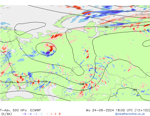 T-Adv. 500 hPa ECMWF ma 24.06.2024 18 UTC