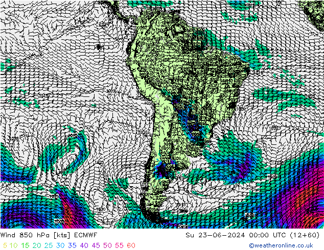 ветер 850 гПа ECMWF Вс 23.06.2024 00 UTC