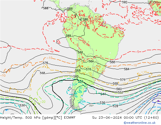 Z500/Regen(+SLP)/Z850 ECMWF zo 23.06.2024 00 UTC
