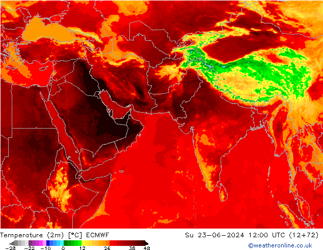 Temperature (2m) ECMWF Ne 23.06.2024 12 UTC