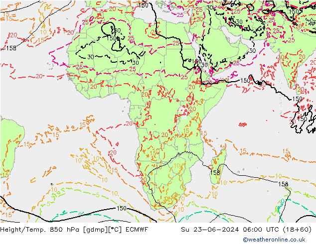Z500/Rain (+SLP)/Z850 ECMWF Ne 23.06.2024 06 UTC