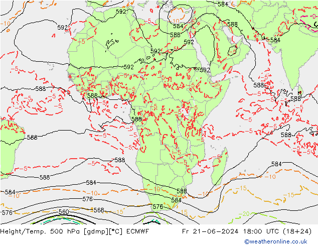 Yükseklik/Sıc. 500 hPa ECMWF Cu 21.06.2024 18 UTC