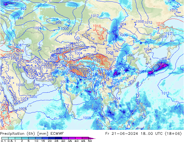 Z500/Regen(+SLP)/Z850 ECMWF vr 21.06.2024 00 UTC